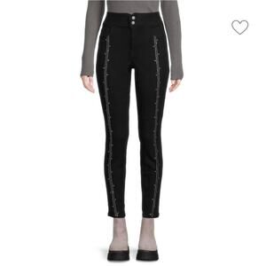 COPPERFLASH High Rise Crystal Embellished stretch Skinny Jeans black SZ 6